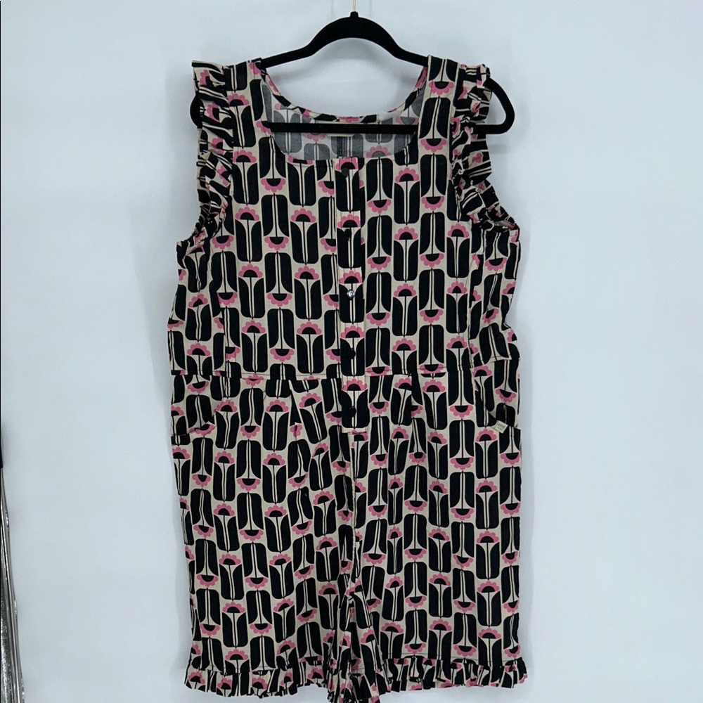 Orla Kiely Regatta Cotton Floral Romper Sleeveless Button Front XL - Picture 3 of 10
